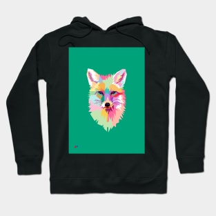 Wolf Pop Art Green bg Hoodie